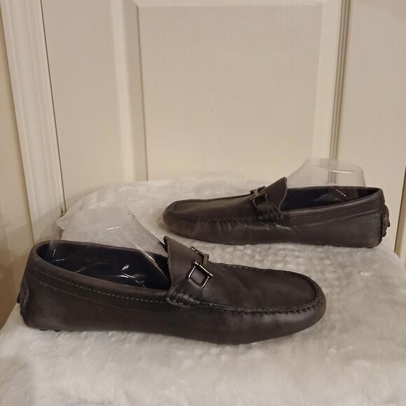 Grey Italian Leather Bit Driver Loafers by To Boot New York Adam 10 Old Money main image 5